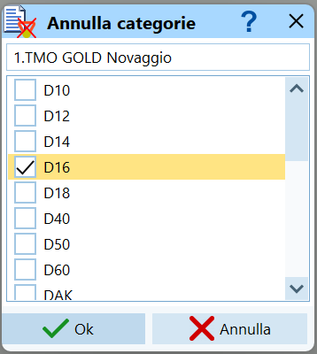 Annulla categorie