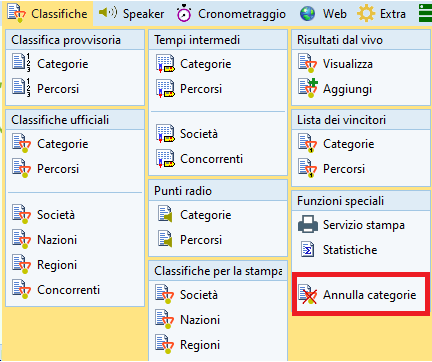 Menu annulla categorie