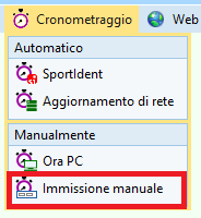 Menu cronometraggio manuale