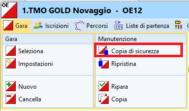 Menu copia di sicurezza