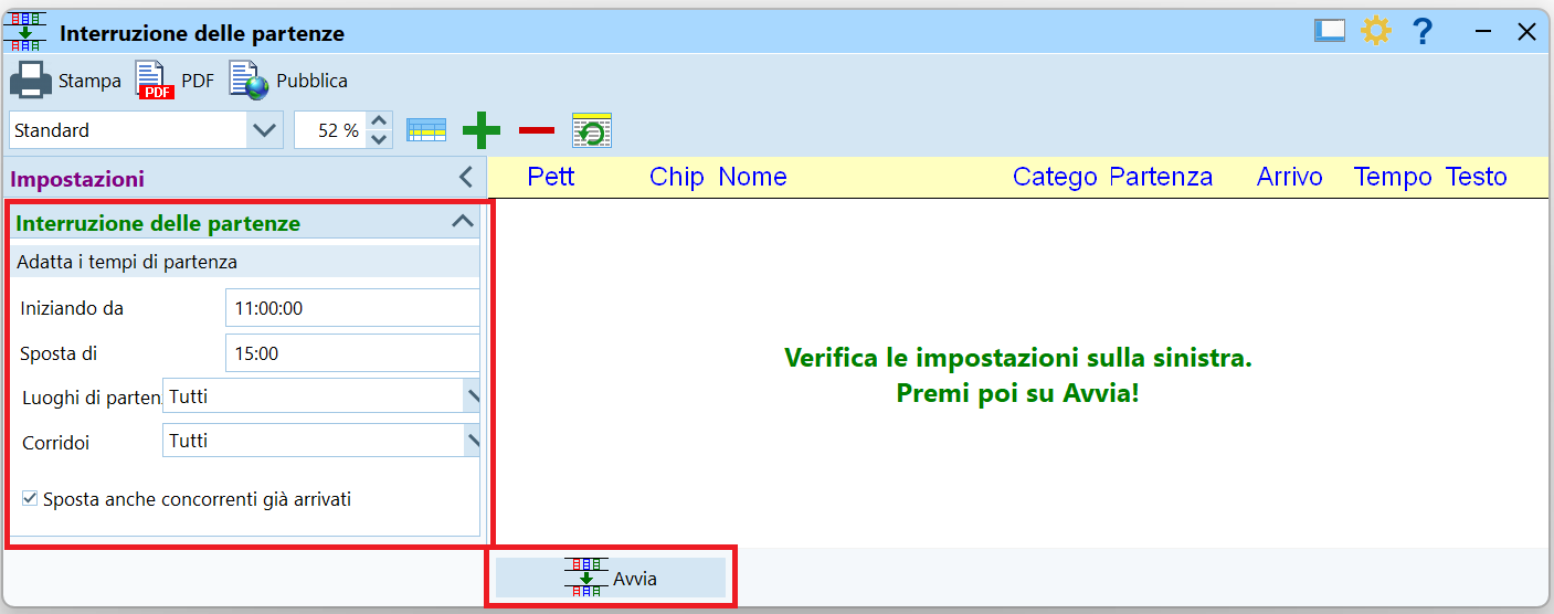 Interruzione delle partenze