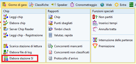Menu elabora stazione SI