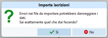 Conferma il caricamente delle iscrizioni