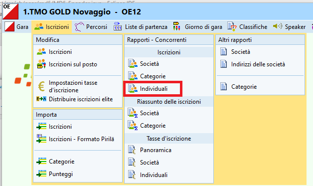 Iscrizioni individuali