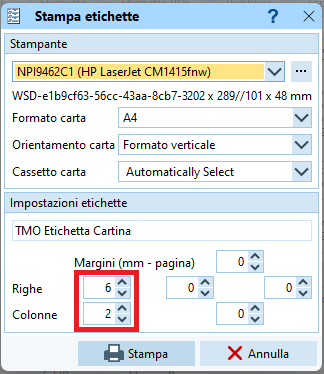 Stampa etichette