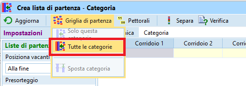 Sorteggia liste di partenza