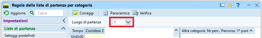 Filtro per luogo di partenza