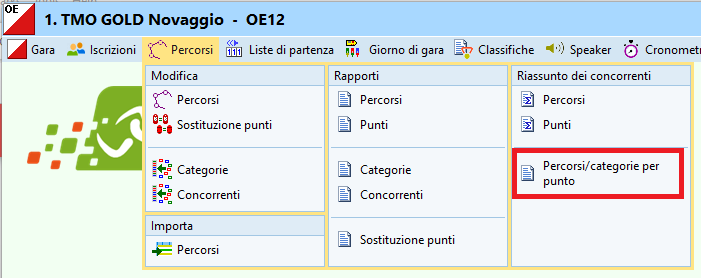 Menu categorie per punto