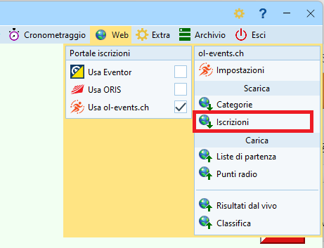 OL-Events scarica iscrizioni