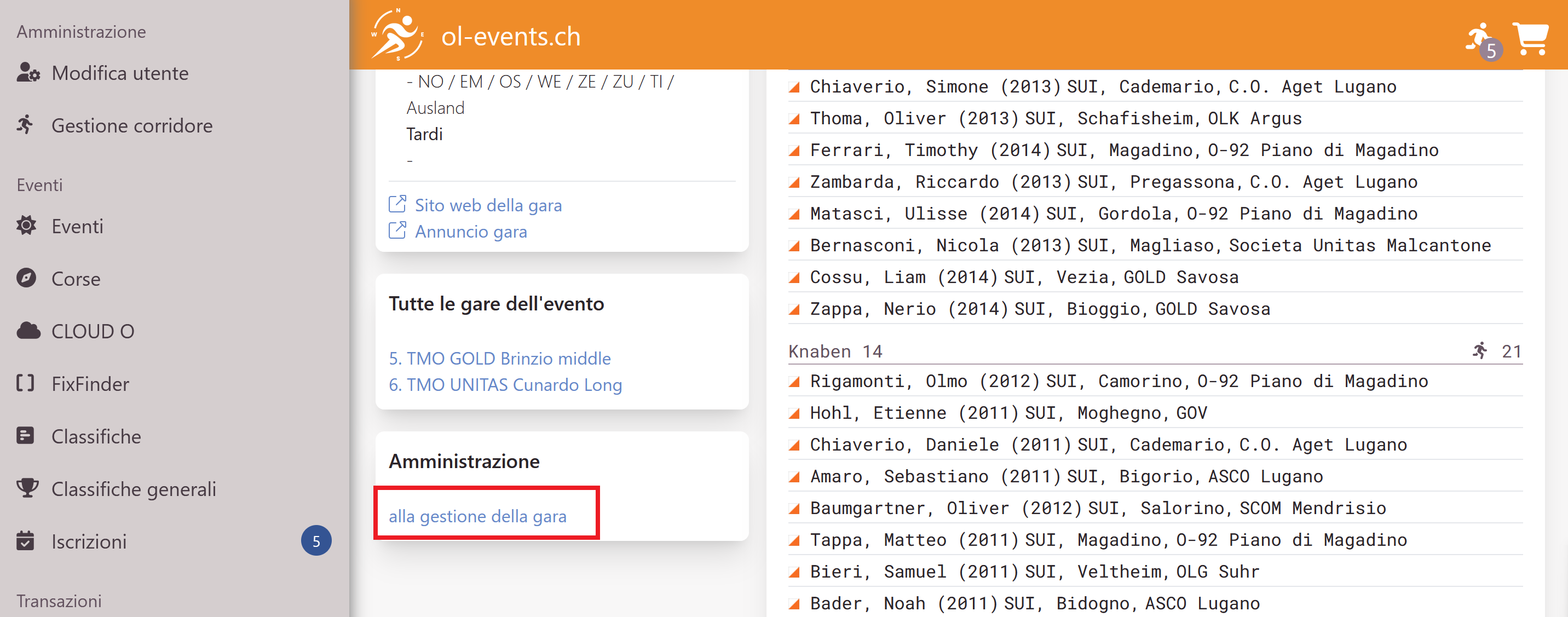 Alla gestione della gara